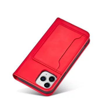 Magnetkartenhülle für iPhone 12 Pro Tasche Kartenetui Kartenhalter Rot