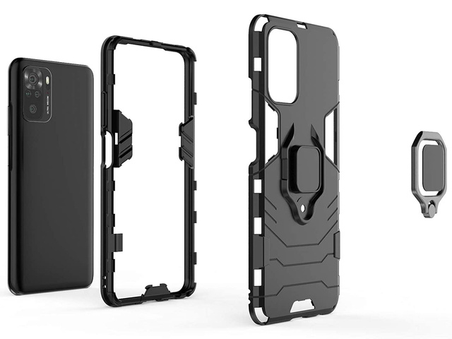 Etui Alogy Stand Ring Armor do Xiaomi Redmi Note 10/10s czarne + Szkło