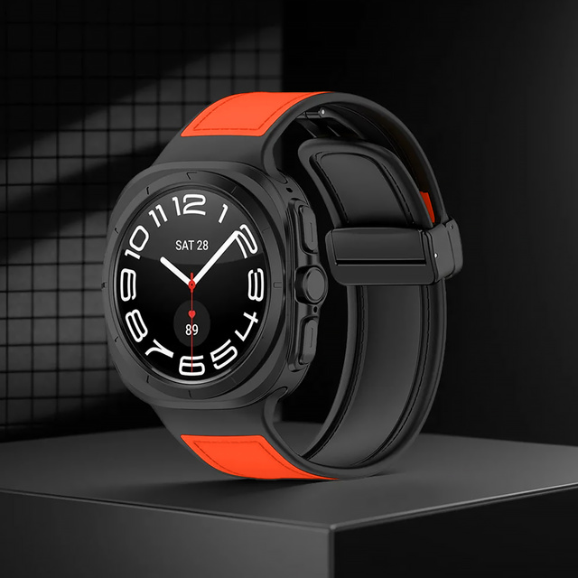 Pasek na zegarek Opaska do smartwatcha do Samsung Galaxy Watch Ultra 47mm Czarno-Pomarańczowy