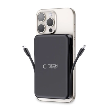 Powerbank magnetyczny z przewodem PB31 Lifemag Magsafe Power Bank 10000 mAh (Typ C + Lightning) Czarny