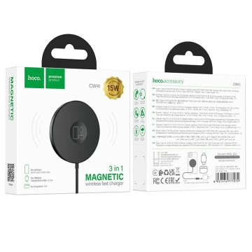 HOCO 3in1 Typ-C Kabelloses Ladegerät MagSafe Kompatibel 15W CW41 Schwarz