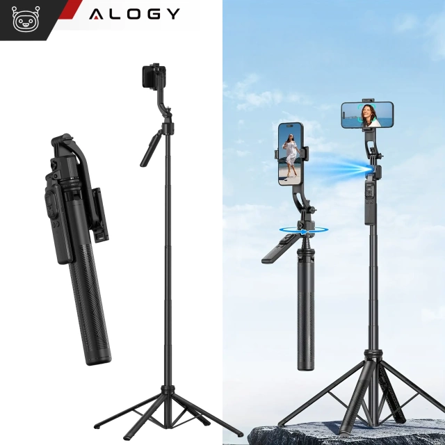 Kijek Selfie Stick Quadrapod Alogy TrackPod 2w1 z uchwytem na telefon i mocowaniem 1/4 Funkcja śledzenia twarzy kompatybilny z iPhone Android