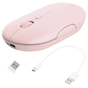Alogy kabellose Maus, kleine ergonomische Maus für Laptop, PC, Bluetooth, 2,4 GHz, leises Rosa