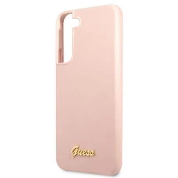 Ratet mal, GUHCS22MLSLMGPP S22 S906 różowy/pink Hardcase Silikon-Schriftzug Metall-Logo