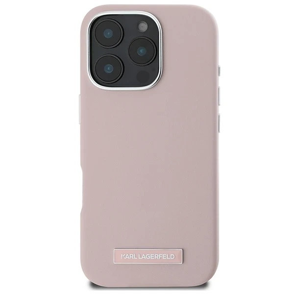 Karl Lagerfeld Hülle für iPhone 16 Pro Max 6,9" Rosa MagSafe Hardcase FW Metallplatte