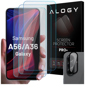 3x Szkło hartowane na ekran + szkło na obiektyw do Samsung Galaxy A56/A36 5G 2025 ochronne szkiełko na ekran i aparat 9H Alogy GlassGuard Pack™️ zestaw szkieł ochronnych