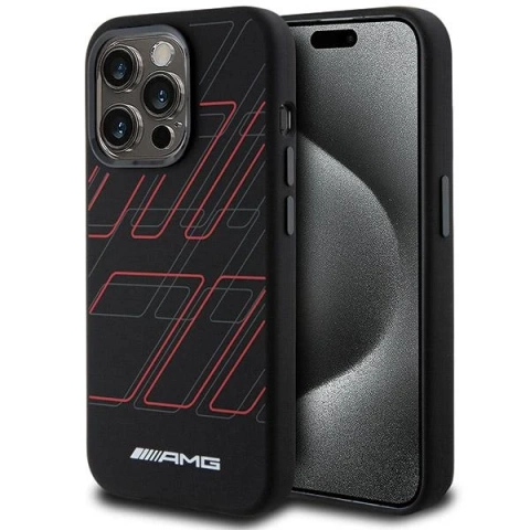 Etui do iPhone 15 Pro AMG Silicone Rhombuses MagSafe czarne