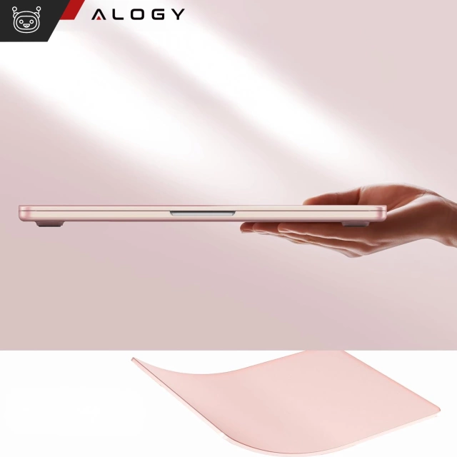 Etui do Apple Macbook Air 13.6 - M2/M3 2022/2023/2024/2025 Alogy AirGuard™ Elastyczna obudowa Matowa Przezroczysty Różowy