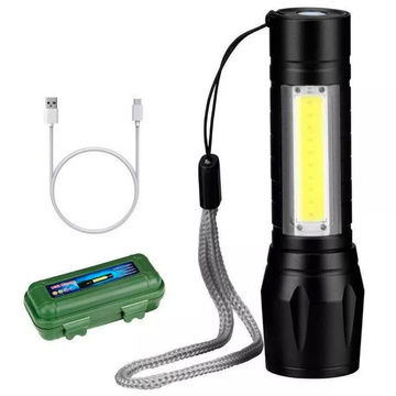 Taktische Taschenlampe Mini Classic Light 9cm LED COB T6 mit verstellbarer Zoom-Tasche schwarz