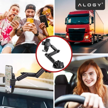 7,2-Zoll-Autotelefonhalter für LKW, Bus, LKW, Bagger, Auto, 43 cm lang, für das Cockpitfenster, Alogy, Schwarz