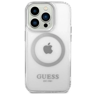 Etui Guess GUHMP14LHTRMS do Apple iPhone 14 Pro 6,1" srebrny/silver hard case Metal Outline Magsafe