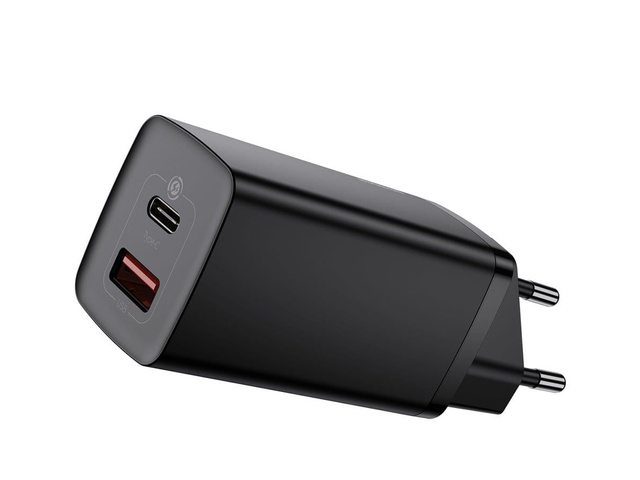 Ładowarka sieciowa szybka Baseus GaN2 Lite USB + USB-C 65W EU Czarna