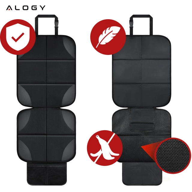 Mata ochronna na pojedynczy fotel Alogy SeatShield™ Podkładka pod fotelik Samochodowy dla dziecka Ochraniacz do Auta Czarna