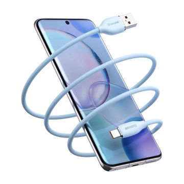 Baseus kabel, przewód USB – USB Typ C 100W długość 2 m Jelly Liquid Silica Gel – niebieski