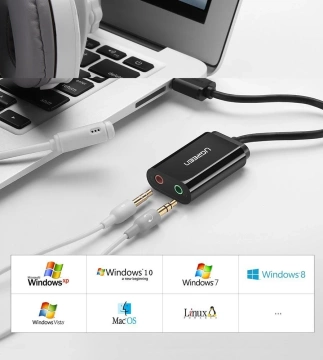 Adapter UGREEN externe USB Musik Soundkarte - 3,5 mm Miniklinke 15cm schwarz (30724)