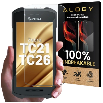 Bruchsicheres 9H-Hybridglas für Zebra TC21/TC26, vollflächig, flexibel und widerstandsfähig, Alogy FlexiGlass™ Volltransparent