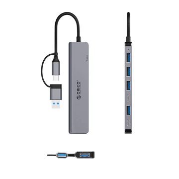 Hub USB Orico YSA7-U3 7w1 USB-C/A 4x USB-A 2.0 + 3.0 + 2x USB-C