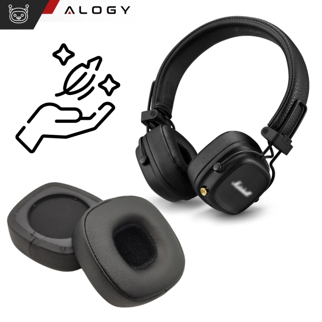 Nauszniki 2x wymienne pady gąbki do słuchawek do MARSHALL MAJOR IV 4 / BLUETOOTH Czarne + urządzenie do demontażu