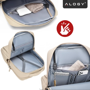 Alogy UrbanPack Pro™ Business-Rucksack für 15-16"-Laptops – Wasserdicht, stoßfest, mit Flaschenfach und Gepäckgurt – Beige