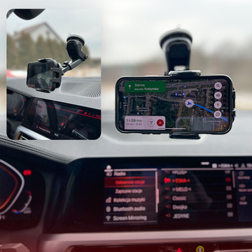 Alogie-Autohalterung für ein 4-7-Zoll-Telefon für ein Armaturenbrett und eine Windschutzscheibe Schwarz