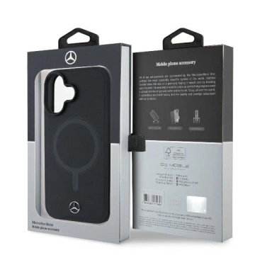 Mercedes Hülle für iPhone 16 6,1" Czarny MagSafe Hardcase Glattleder