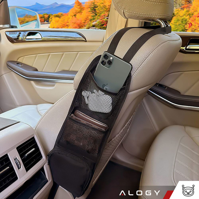 2x Organizer samochodowy boczny na bok fotel siedzenie do auta samochodu osłona Alogy Car czarny