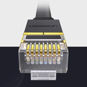 Flachkabel UGREEN Ethernet-Patchkabel RJ45 Cat 7 STP LAN 10 Gbit/s 10 m schwarz (NW106 11265)