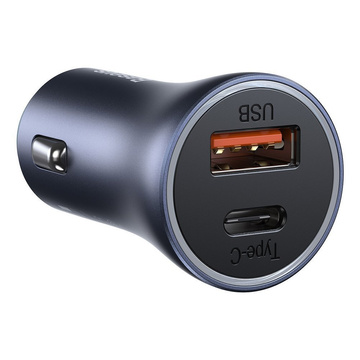 Baseus Golden Contactor Pro Autoladegerät, USB USB-C, QC4.0, PD, SCP, 40 W (grau) USB-zu-USB-C-Kabel 1 m