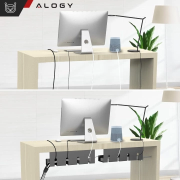 Kabel-Organizer unter der Tischplatte, Ablage für Kabel, Kabelleisten, Tischplatte, Aluminiumhalter Alogy 40 cm Schwarz