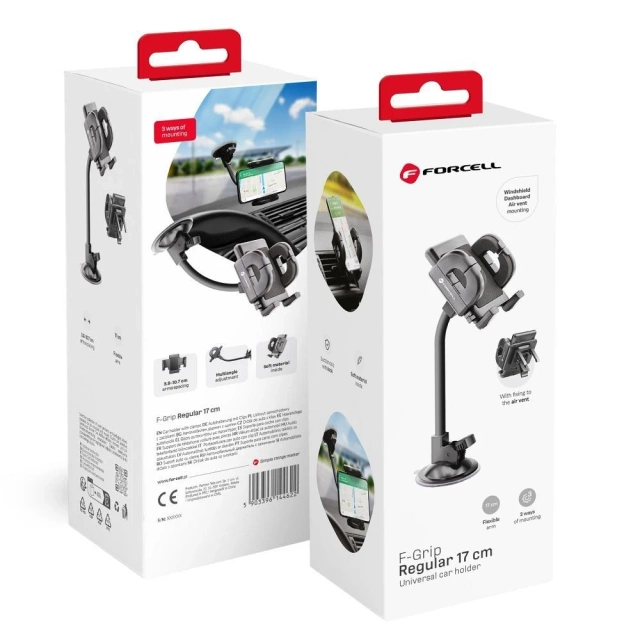 Forcell Regular 2in1 Autohalterung Gitter/Glasarm 17cm Schwarz