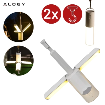 Lampa Zewnętrzna LED z Haczykiem 4000mAh 12h, Przenośna, Energooszczędna, Ogrodowa, Kempingowa i Domowa Alogy OutdoorLamp™ – Biała