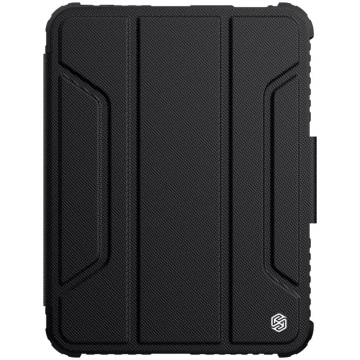 Nillkin Bumper Leather Case Pro gepanzertes Smart Cover mit Kameraabdeckung und iPad mini 2021 Ständer schwarz