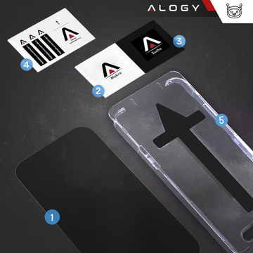 Gehärtetes Glas für Apple iPhone 16 Pro Max 9H Alogy Privacy EasyShield™️ mit Montagerahmen