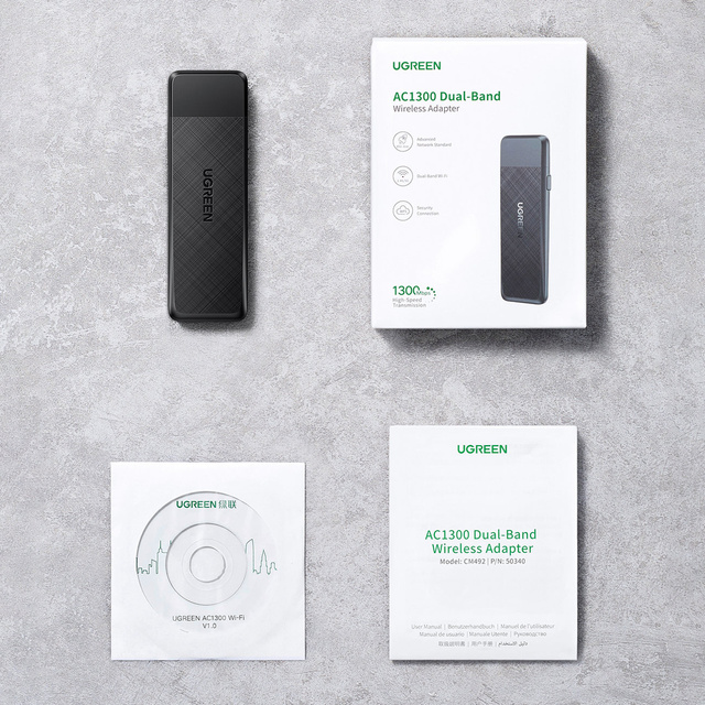 Adapter USB 3.0 zewnętrzna karta sieciowa WiFi UGREEN CM492 Dual-band 2,4/5GHz