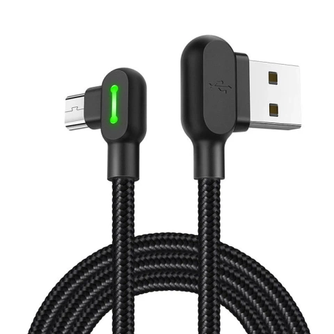 Mcdodo CA-5280 LED abgewinkeltes USB-auf-Micro-USB-Kabel, 1,2 m (schwarz)