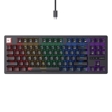Klawiatura Gamingowa Przewodowa RGB Havit KB892L 87 Klawiszy Czarna