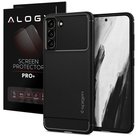 Etui do Samsung Galaxy S21 FE futerał Spigen Rugged Armor Matte Black + Szkło