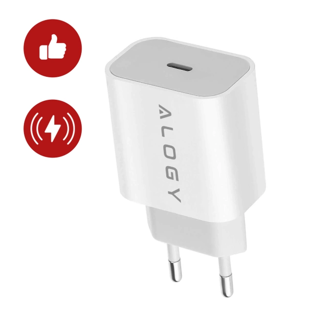 Ładowarka sieciowa Alogy szybka USB-C PD 20W + Kabel 1m przewód Lightning do iPhone Biały