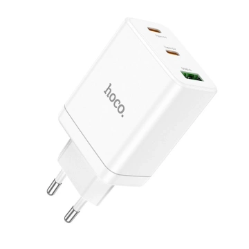 HOCO 2 x Typ C USB A PD QC3.0 3A 35W Wandladegerät Weiß