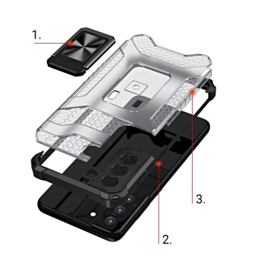 Crystal Ring Case Tough Hybrid Cover Magnethülle für Samsung Galaxy S22 (S22 Plus) rot