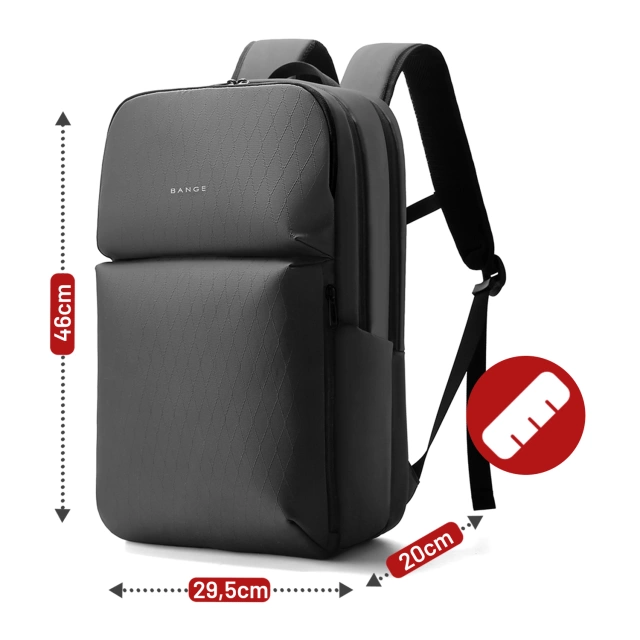 Plecak wodoodporny Bange 26L na laptopy do 15.6" – pojemny i wygodny, odporny i oddychający, miejski i podróżny do pracy i samolotu, unisex – Szary