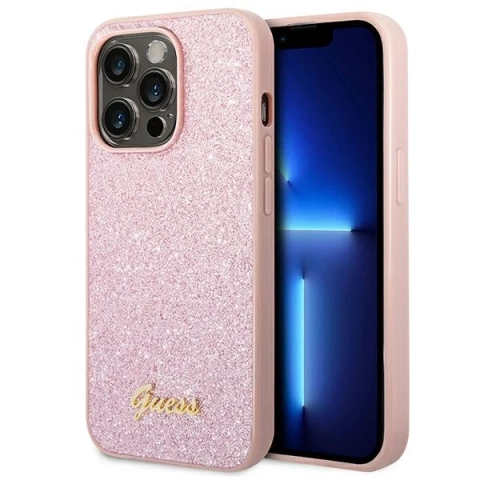 Etui Guess GUHCP14XHGGSHP do Apple iPhone 14 Pro Max 6,7" różowy/pink hard case Glitter Script