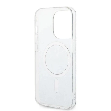 Zestaw Guess GUBPP14XH4EACSB Case Charger iPhone 14 Pro Max 6,7" niebieski/blue Hartschalenetui 4G Print MagSafe