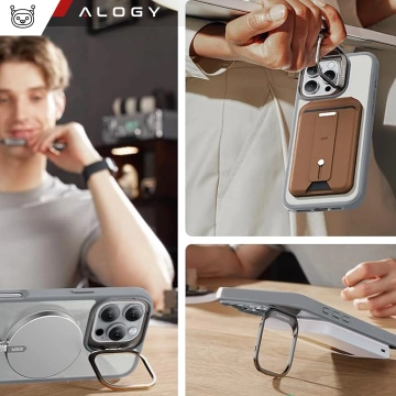 Alogy KickStand Hybrid-Hülle mit MagSafe-Ständer für Apple iPhone 16 Pro, Grau