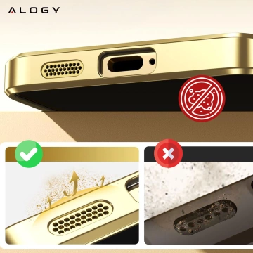 MagSafe-Hülle für Apple iPhone 16 Pro Max Alogy Glamour Luxus-Ringgehäuse Gold-Transparent
