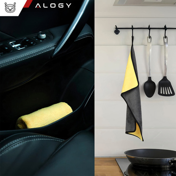 Doppelseitiges Autohandtuch 30x60 cm Velours Mikrofaser zum Waschen und Trocknen von Autos Tuch Alogy Car Detailing