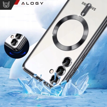 MagSafe-Hülle für Apple iPhone 16 Pro Max Alogy Glamour Luxus-Ringgehäuse Gold-Transparent
