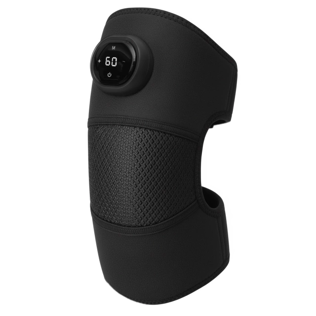 Opaska grzewcza z masażem na kolano, łokieć lub bark – ogrzewanie, ulga w bólu stawów, rehabilitacja, termoterapia – Dr.Medic FlexTherm™ Czarna