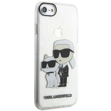 Etui na telefon Karl Lagerfeld do iPhone 7/8/SE 2020/2022 transparent hardcase Gliter Karl&Choupette 