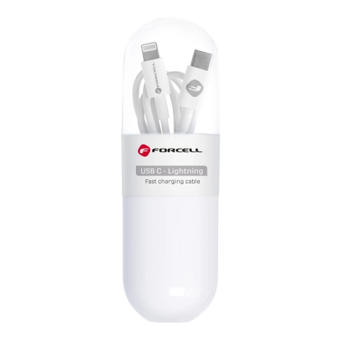 USB-C-auf-Lightning-Kabel 1 m Forcell PD 27 W iPhone iPad White Tube